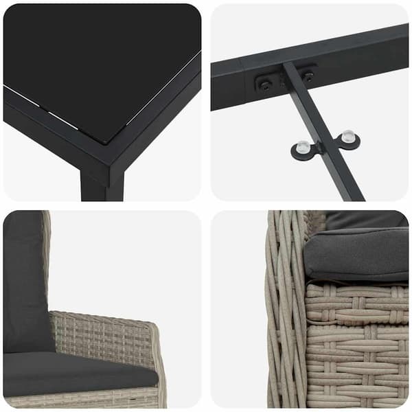 vidaXL Trädgårdsmöbelset 5 pcs Ljusgrå konstrotting