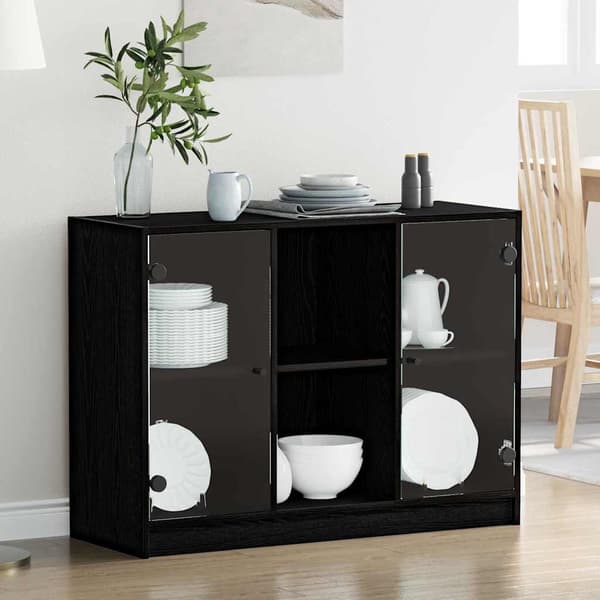 vidaXL Serviesskap Svart Eik 100 x 37 x 75.5 cm