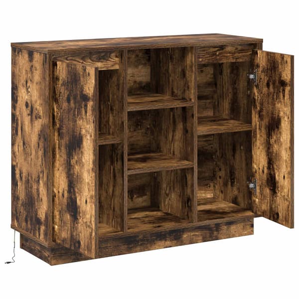 vidaXL LED sideboard Røkt eik 90 x 32 x 75 cm Konstruert tre