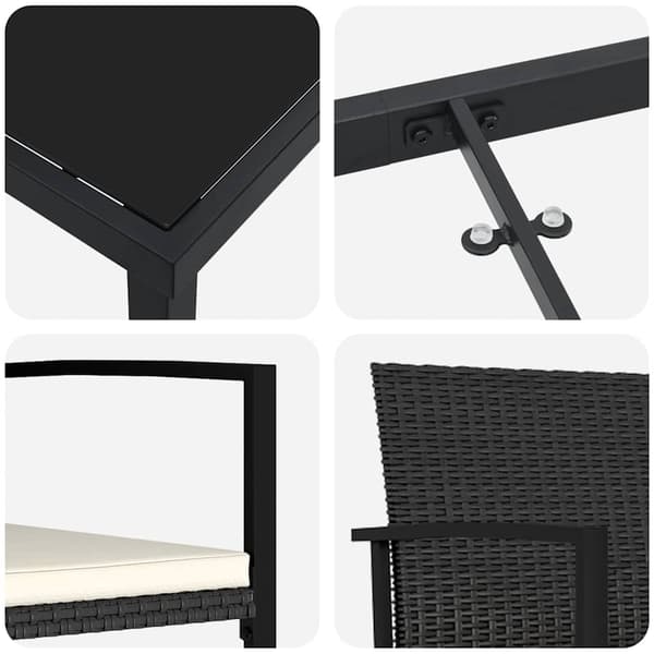 vidaXL Trädgårdsmöbelset 3 pcs Svart Pulverlackerat stål