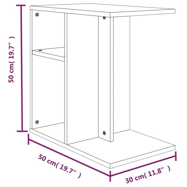 vidaXL Sidebord røkt eik 50x30x50 cm konstruert tre