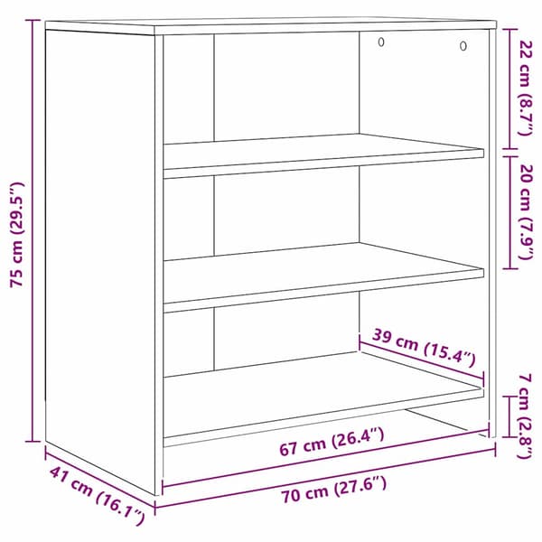 vidaXL Serviesskap 2 pcs Artisan Eik 70 x 41 x 75 cm Konstruert tre