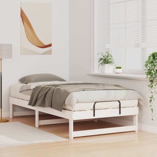 vidaXL Sängram Vit 90 x 200 cm Massiv furu
