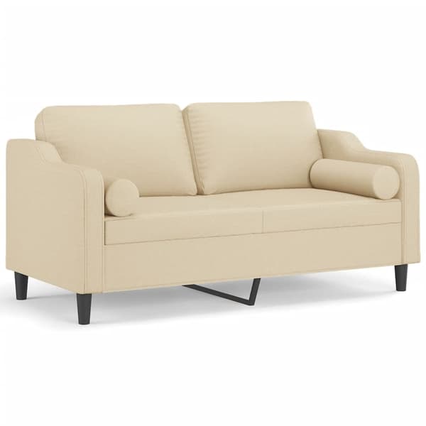 vidaXL 2-sits soffa med prydnadskuddar gräddvit 140 cm tyg