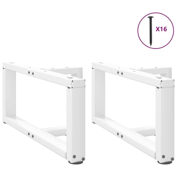vidaXL Soffbordsben T-formade 2 st vit 70x25x(30-31) cm stål