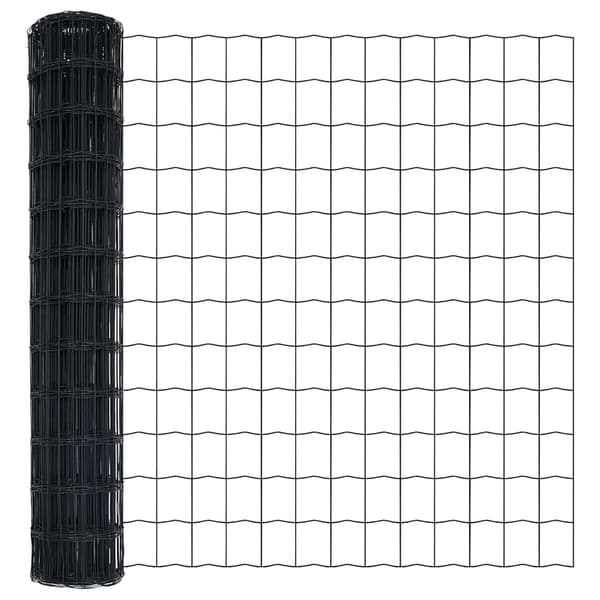 vidaXL Gjerde med stolpe Grå 1 x 25 m Stål og PVC