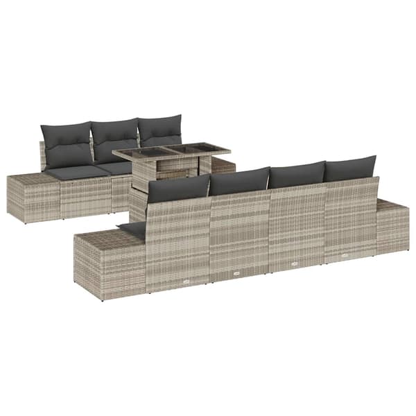 vidaXL Trädgårdsoffset med kudde 8 pcs Ljusgrå och mörkgrå