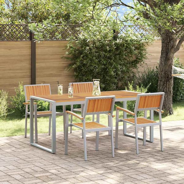 vidaXL Trädgårdsmöbelset 5 pcs Grå Massivt Akaciaträ