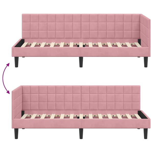 vidaXL Hörnssängram Rosa 80 x 200 cm Sammet