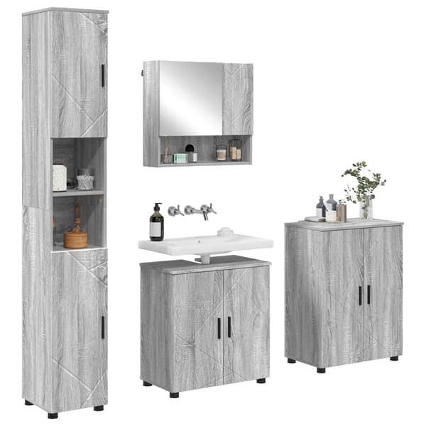 vidaXL Badrumsmöbelset 4 delar Grå sonoma 61 x 35 x 64 cm