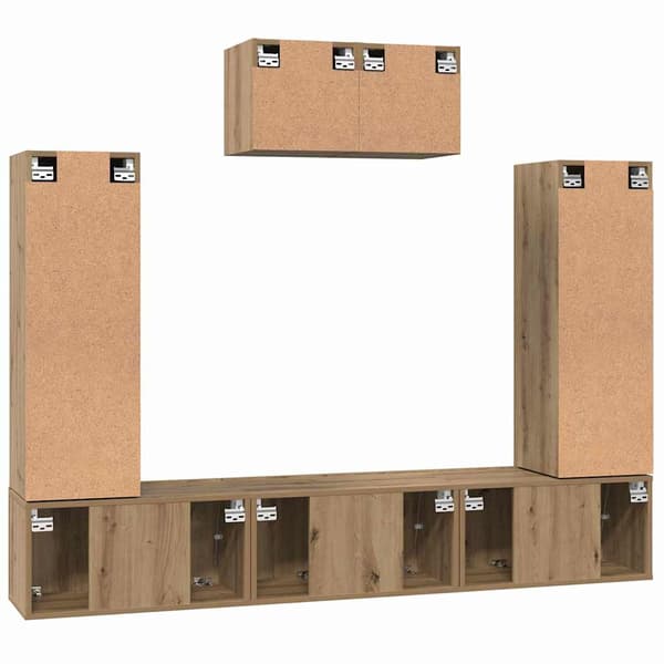 vidaXL TV-benksett Veggmontert 7 pcs Artisan Eik Konstruert tre
