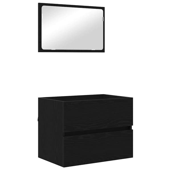 vidaXL Baderomsinnredningssett 3 pcs Svart Eik Konstruert tre