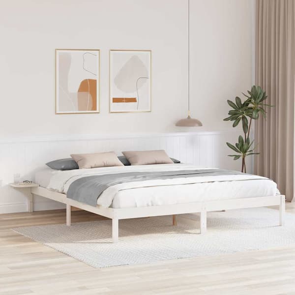 vidaXL Sängram Vit 180 x 200 cm Massiv furu