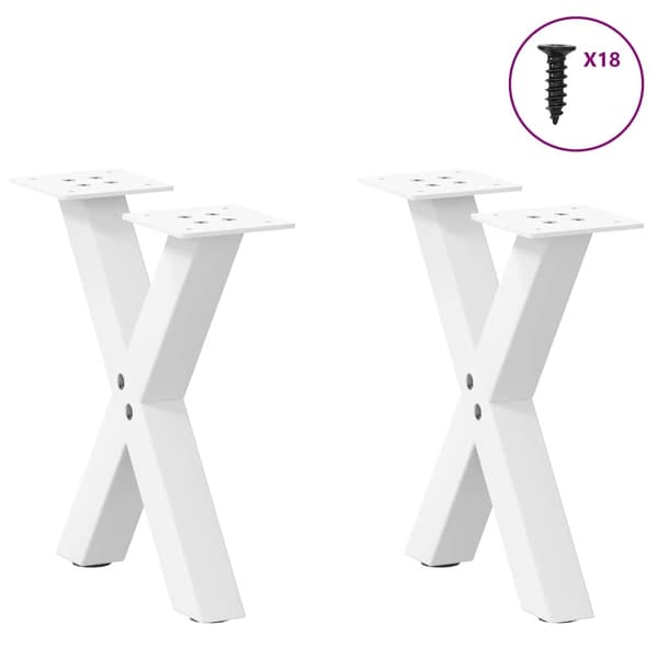 vidaXL Soffbordsben X-formade 2 st vit 37x(30-31) cm stål
