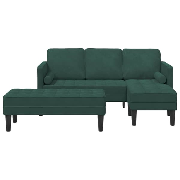 vidaXL Soffset med kudde 2 pcs Mörkgrön Polyester