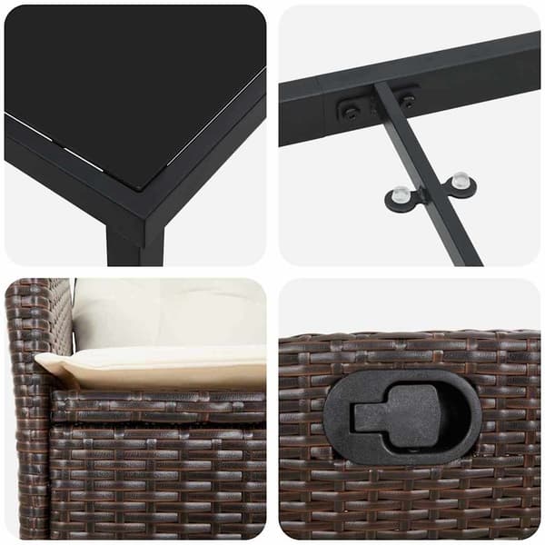 vidaXL Trädgårdsmöbelset med kudde 9 pcs Brun konstrotting