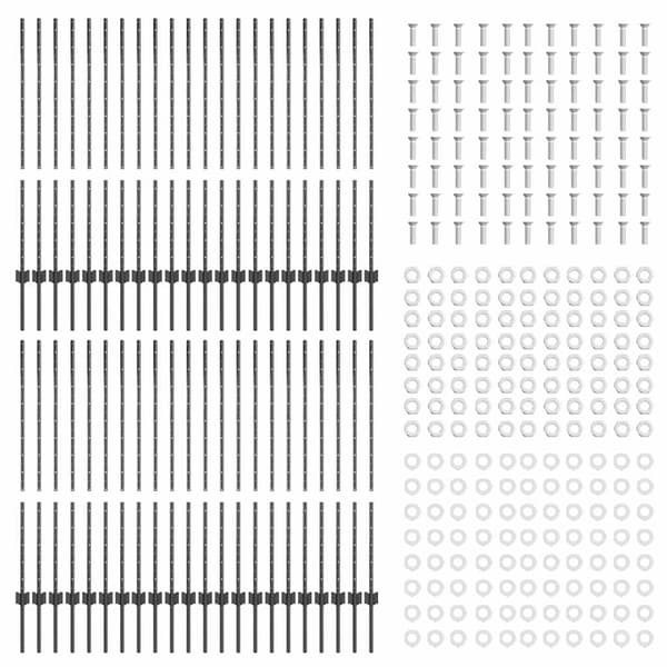 vidaXL Gjerdepåle 44 pcs Grå 160 cm Stål
