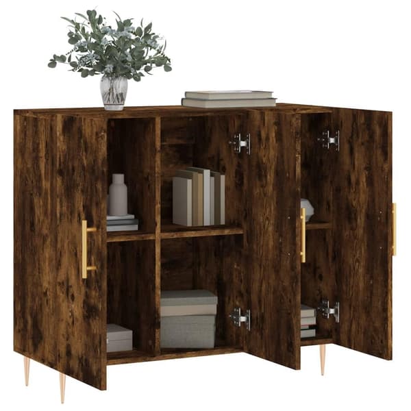 vidaXL Skjenk røkt eik 90x34x80 cm konstruert tre