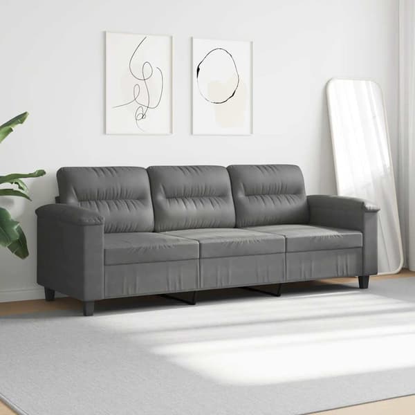 vidaXL 3-sitssoffa Mörkgrå 180 cm mikrofibertyg