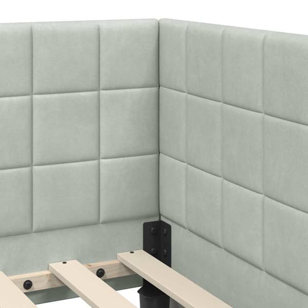 vidaXL Hörnssängram Ljusgrå 80 x 200 cm Sammet