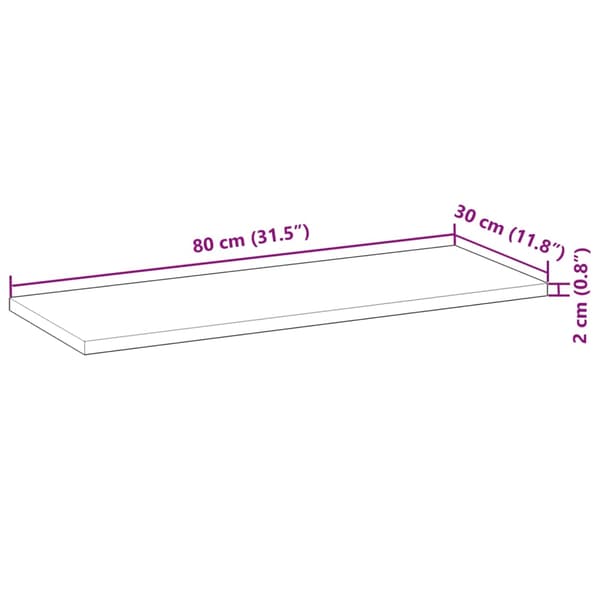vidaXL Bordsskiva 80x30x2 cm rektangulär massiv akacia