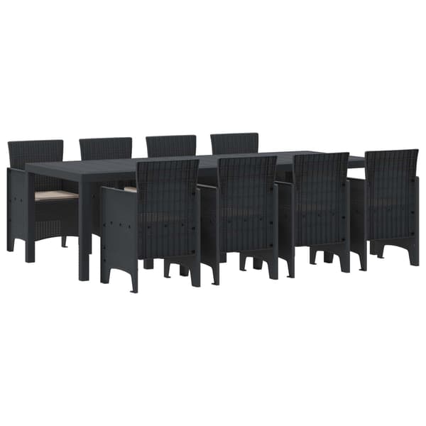 vidaXL Trädgårdsmöbelset 9 pcs Antracit Polypropylen
