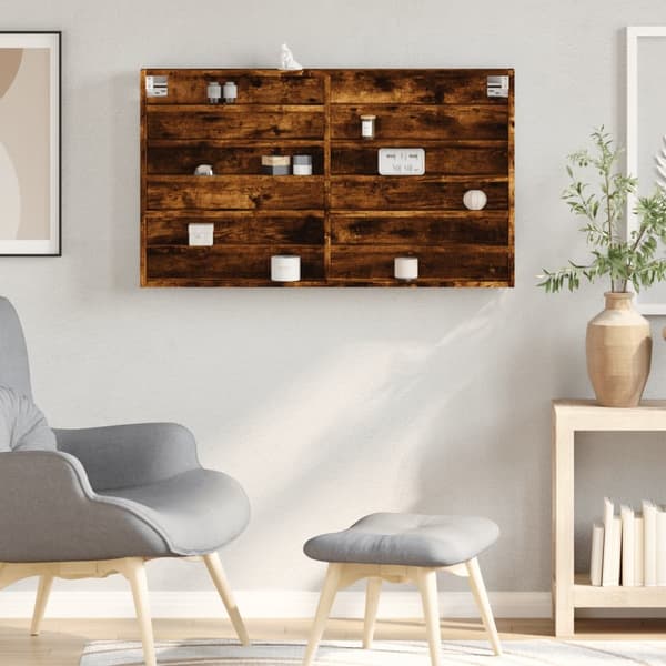 vidaXL Hyller røkt eik 100x8,5x58 cm konstruert tre