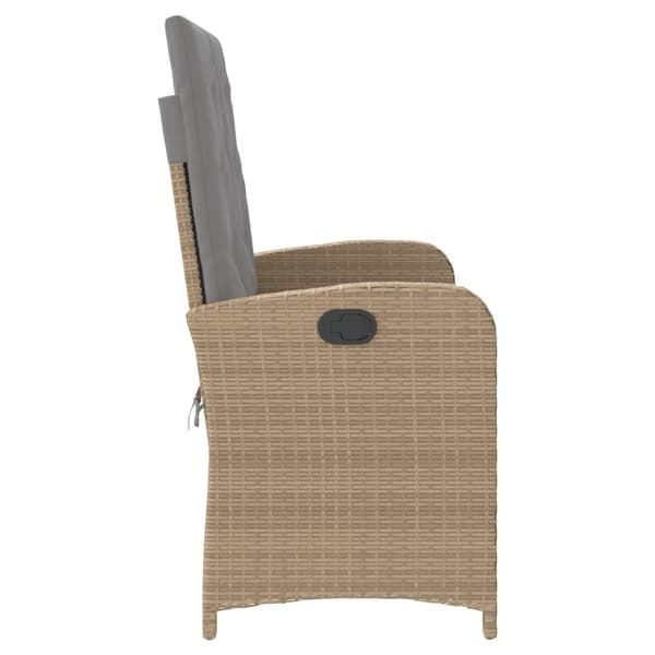vidaXL Justerbar trädgårdsbänk med dynor beige konstrotting