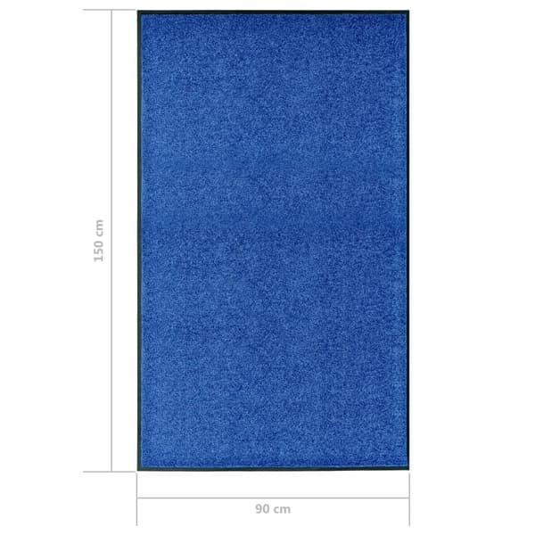 vidaXL Dørmatte vaskbar blå 90x150 cm
