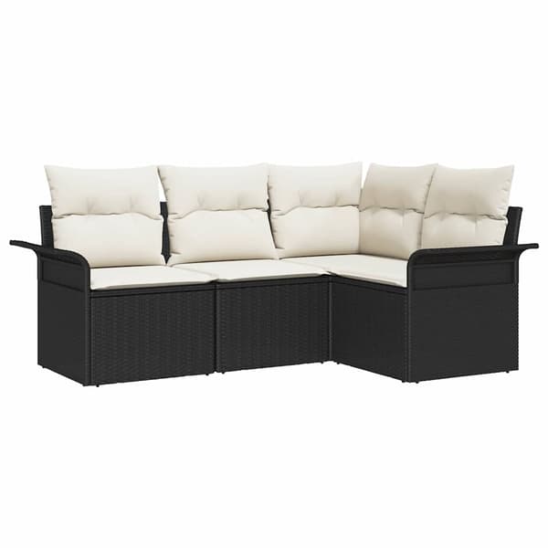 vidaXL Trädgårdsoffset med kudde 4 pcs Svart konstrotting