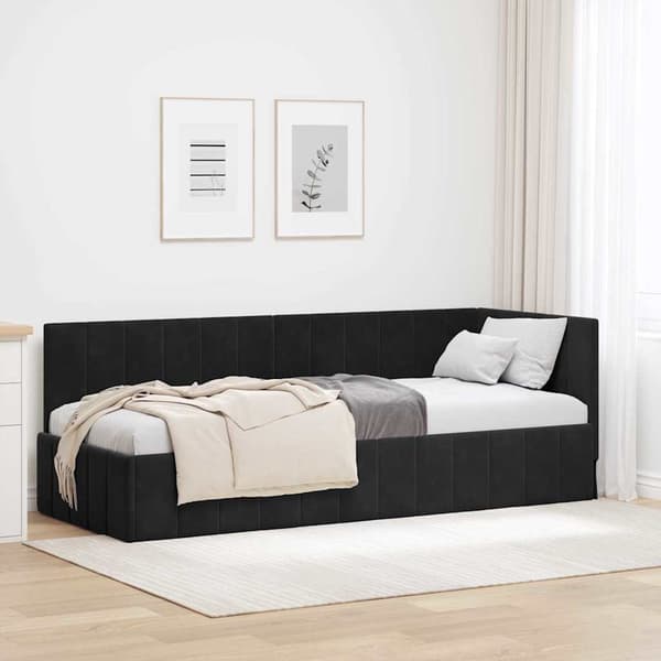 vidaXL Hörnssängram Svart 80 x 200 cm Sammet