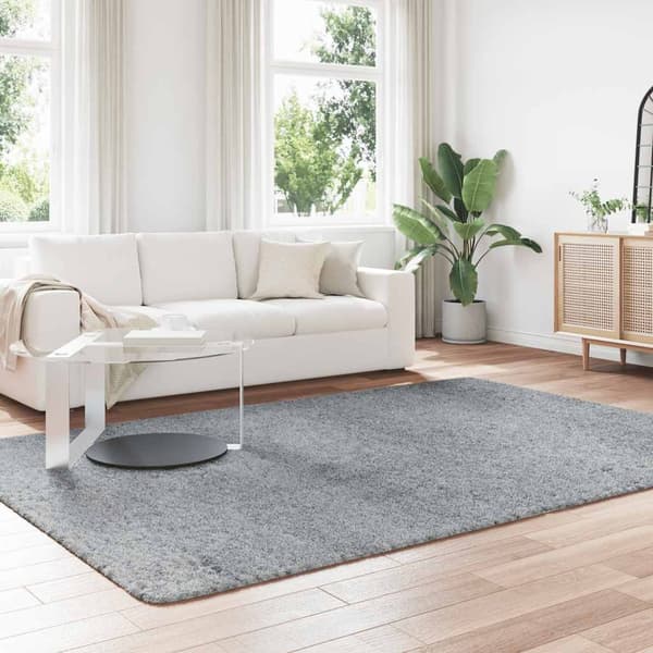 vidaXL Ryamatta med lång lugg NAVARRA silvergrå 200x290 cm polyester