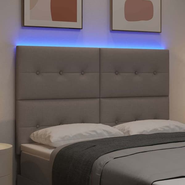 vidaXL LED Sänggavel Taupe 80 cm Tyg
