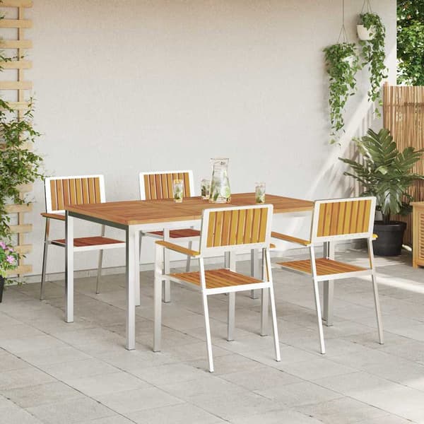 vidaXL Utendørs spisestue sett 5 pcs Brun Solid akasietre