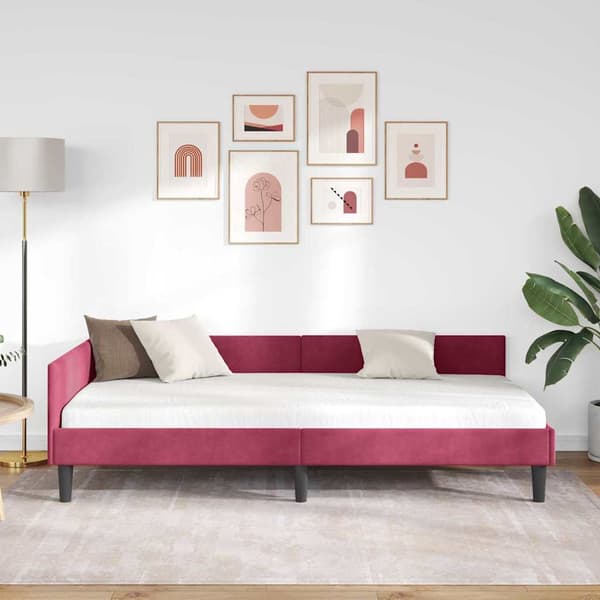 vidaXL Hörnssängram Vinröd 100 x 200 cm Sammet