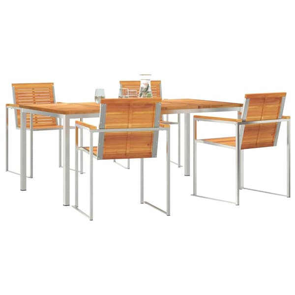 vidaXL Hage Spisegruppe 5 pcs Brun Solid akasietre