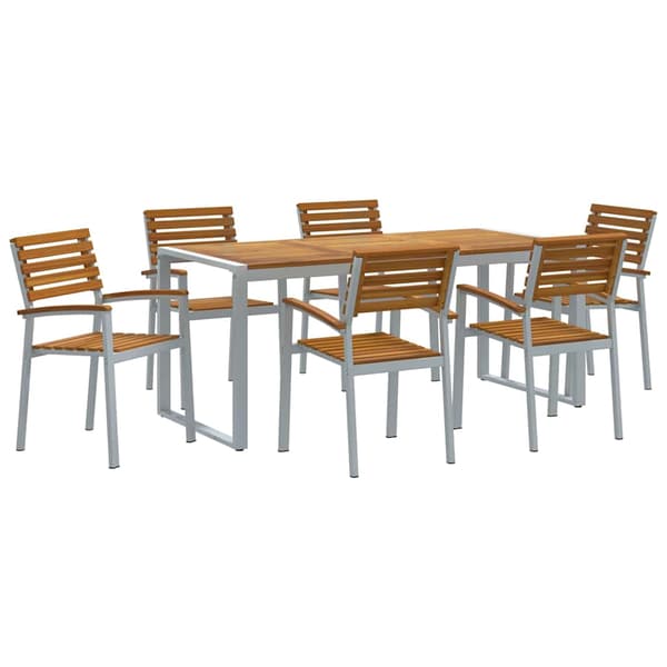 vidaXL Hage Spisegruppe 7 pcs Grå Solid akasietre