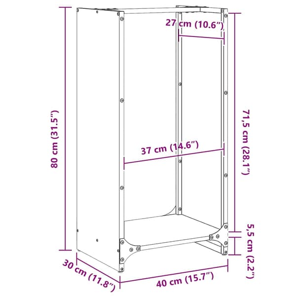 vidaXL Vedstativ 40x30x80 cm rustfritt stål