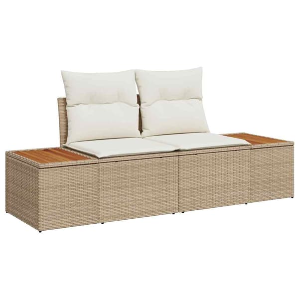 vidaXL Trädgårdsoffset 11 pcs Beige konstrotting