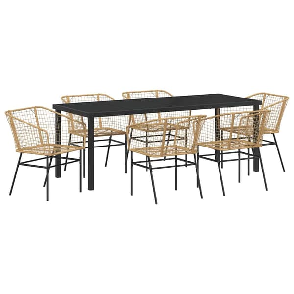 vidaXL Hage Spisegruppe 7 pcs Brun polyrotting