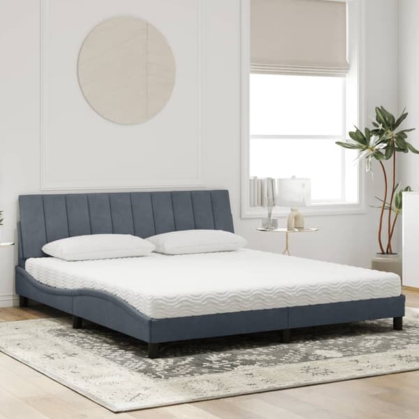 vidaXL Säng med madrass mörkgrå 180x200 cm sammet