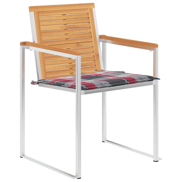 vidaXL Trädgårdsstolar med dynor 4 st massiv teak