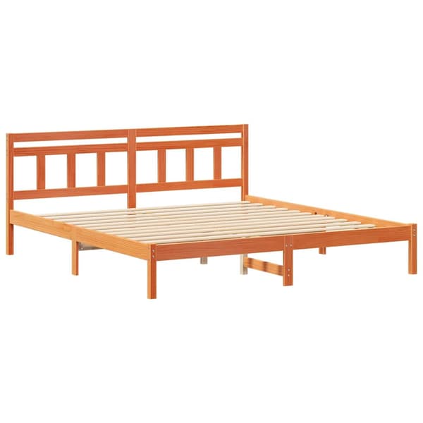 vidaXL Sängram Brun 200 x 200 cm Massiv furu