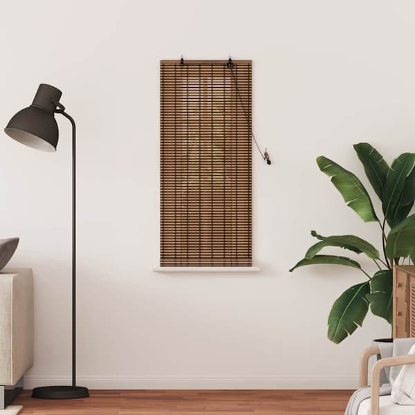 vidaXL Rullgardin med gardiner Brun 60 x 160 cm Bambu