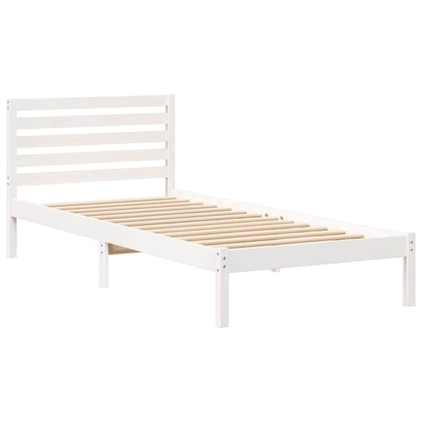 vidaXL Sengestamme med hodegjerde Hvit 100 x 210 cm Massiv furu