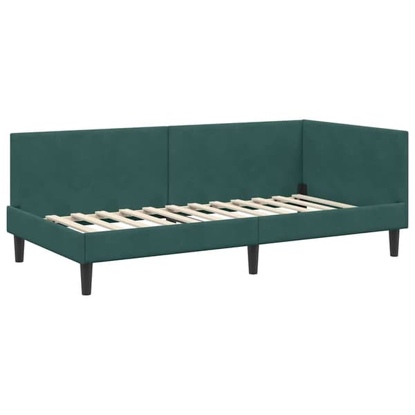vidaXL Hörnssängstomme Mörkgrön 80 x 200 cm Sammet