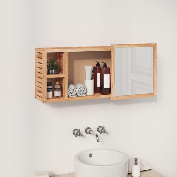 vidaXL Speilskap 80x17x34 cm heltre valnøtt