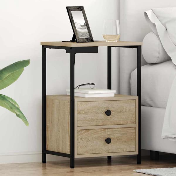 vidaXL Nattbordskap Sonoma eik 40 x 31 x 60 cm Konstruert tre