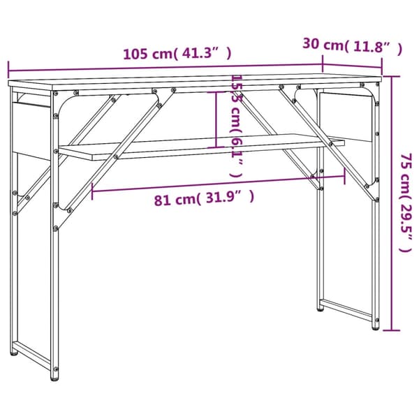 vidaXL Konsollbord røkt eik 105x30x75 cm konstruert tre
