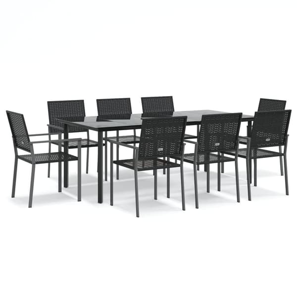 vidaXL Hagespisegruppe 9 deler polyrotting og stål